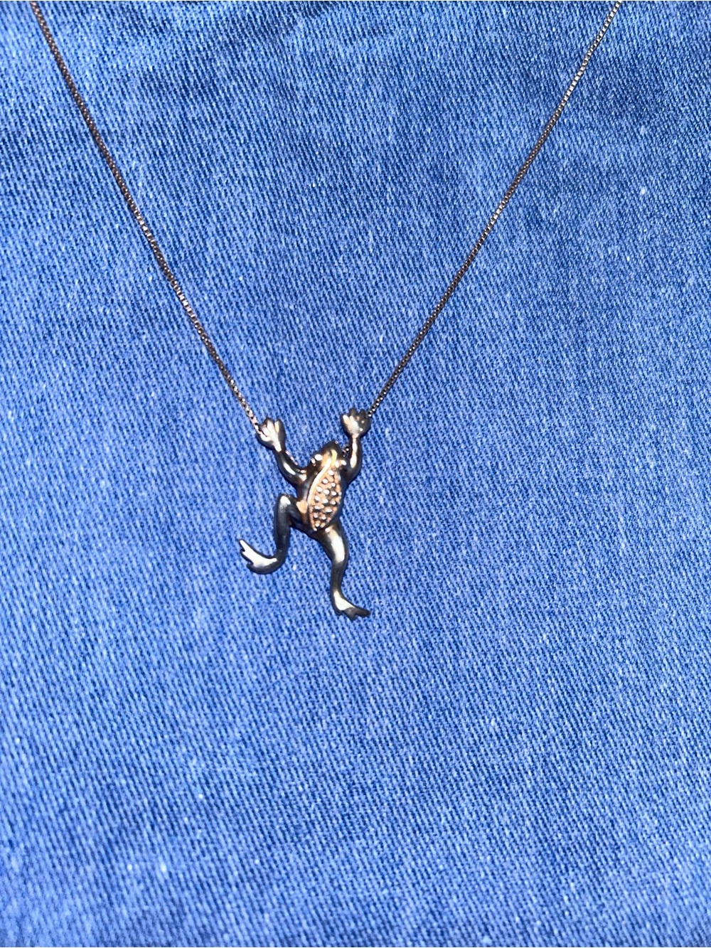 Sterling silver jumping frog necklace